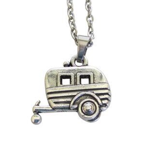 New Retro Style Camper Pendant Necklace 20" Stainless Chain Travel Trailer Gift